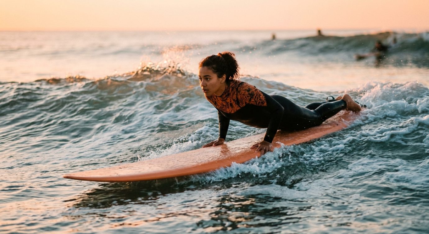 La technique du take-off pour attraper sa première vague de surf