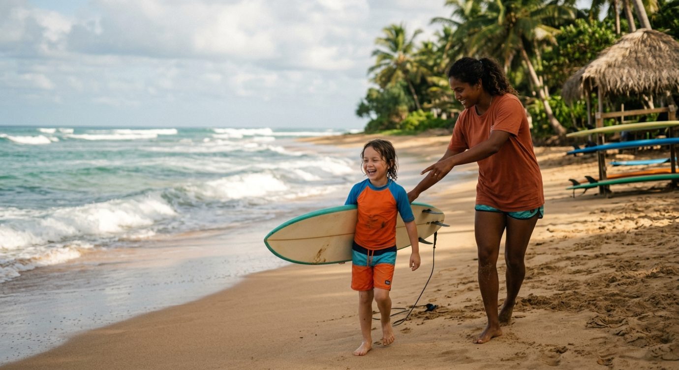 L'organisation d'un stage de surf pour un enfant en Guadeloupe en pratique